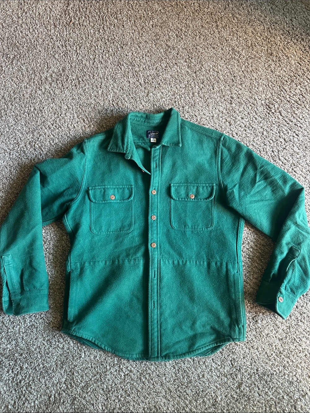 J. Crew Green Button Front Shirt Jacket - Picture 1 of 5